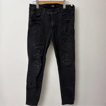 AZUL 블랙 스키니 데님 데미지 가공 L US drip