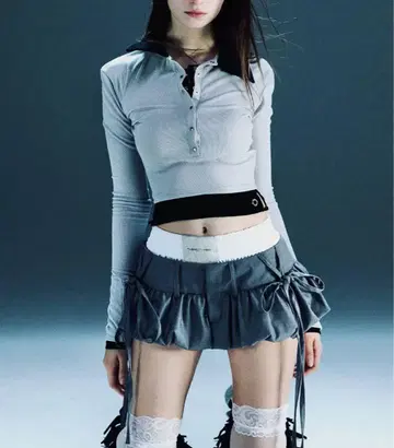 [새상품급] S 레이어드 벌룬 스커트 그레이