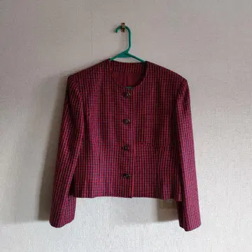 밴딩 체크 노카라 자켓