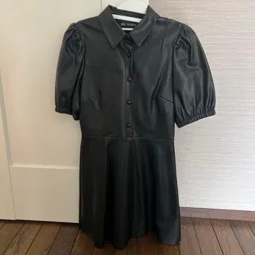 ZARA 블랙 가죽 원피스 M