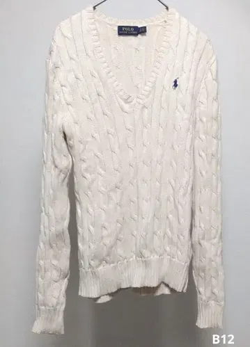 폴로 랄프로렌 케이블 니트 화이트 L 여성용