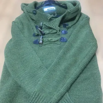 IMPERIAL 후드 부착 니트 스웨터 올리브 그린