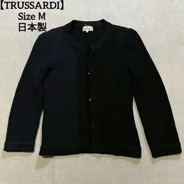 [ 트루사르디 ] 긴팔 가디건 면 혼방 크루넥 무지 일본제 블랙