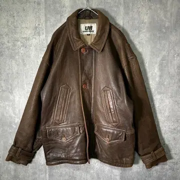 최고급 두꺼운 양가죽 가죽 자켓 브라운 부드러운 빈티지