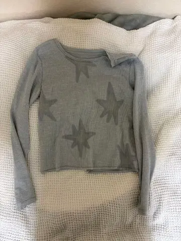 tina jojun 블루 별 패턴 긴팔 티셔츠 롱T 스타