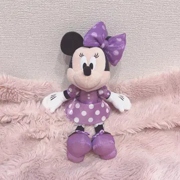 미니의 날 보라색 퍼플 도트 리본 봉제 인형 참 키링