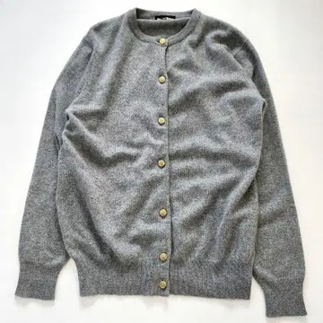 캐시미어 100% 크루넥 가디건 그레이 골드 버튼 L 사이즈