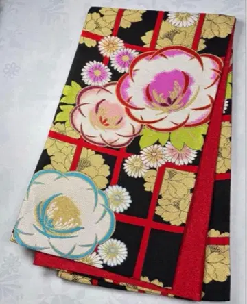 on-038 순수 실크 후쿠로 오비 후리소데 성인식 새상품급