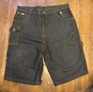 assassyn 마신 린넨 다크 데님 카고 숏팬츠