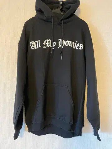 All My Homies 블랙 후드 부착 후드티