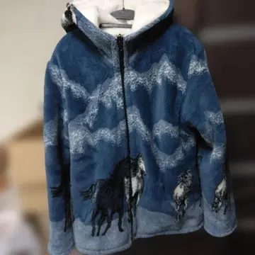 말 디자인 플리스 자켓 파랑 멕시코 산