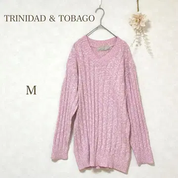 [ 트리니타드 토바고 ] 니트 스웨터 긴팔 핑크 리브 캐주얼