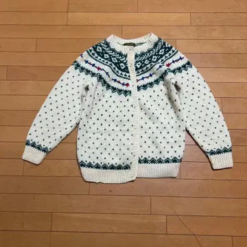 80s 90s Eddie Bauer 블랙 택 스웨터 노르딕 무늬 하자품