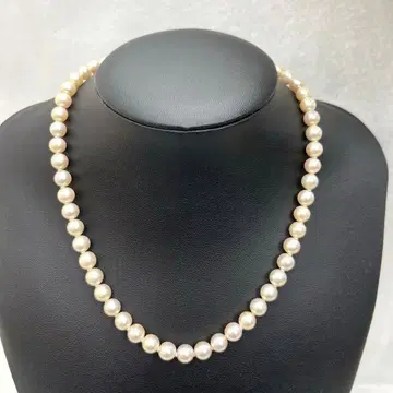 [ T ] 특가 화이트 진주 목걸이 꽃 모양 클로징 silver 각인