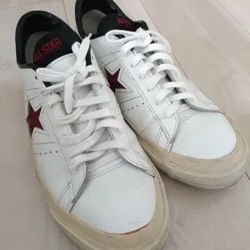 컨버스 원스타 화이트/와인 레드 스니커즈