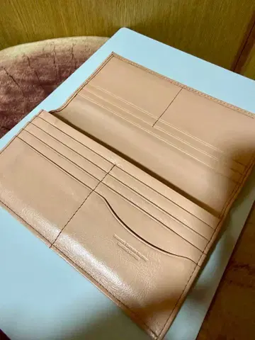 Business Leather Factory 천연 가죽 장지갑 베이지