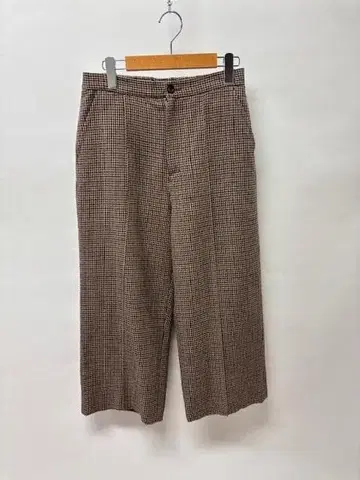 Sarahwear 하운드투스 체크 패턴 턱 디테일 울 팬츠