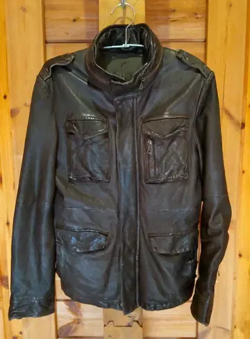 ABAHOUSE 가죽 자켓 밀리터리 싱글 라이더 라무 가죽 S