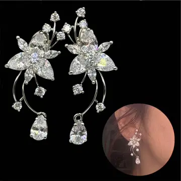 고품질 반짝반짝 유리 크리스탈 럭셔리 고져스 귀걸이