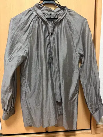 그레이 스탠드 카라 긴팔 셔츠 M