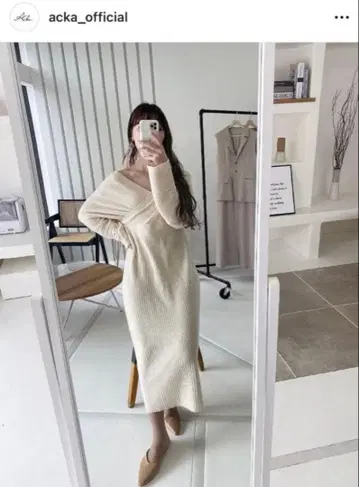 Acka 카슈쿨 리브 니트 원피스