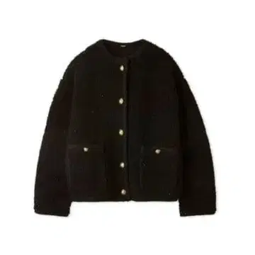 Mila Owen 금장 버튼 노카라 컴팩트 라메 니트 자켓