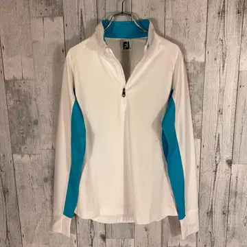 FJ 여성용 M 하프 지퍼 의류 화이트/터콰이즈