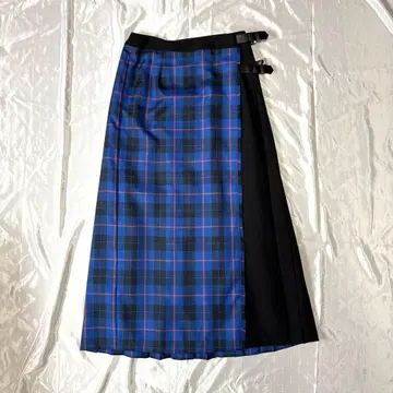 BAY CREW'S [새상품급] 랩 스커트 체크 맥시 길이 파랑 블루