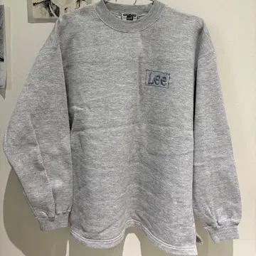 Lee 그레이 로고 자수 크루넥 맨투맨