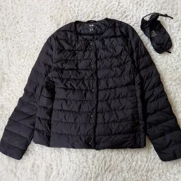 여성용 유니클로 노카라 울트라 라이트 다운 L 블랙 2WAY