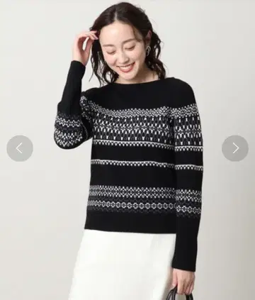 UNTITLED 리브 자카드 보트넥 니트 2(M) 울 100%