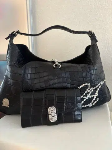 admj 네이비 원숄더백 지갑 세트