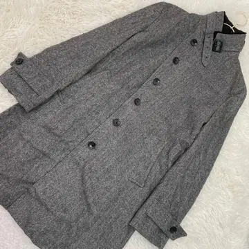 renoma 퍼 달린 미들 기장 코트 그레이 비즈니스