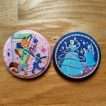 디즈니 자수 캔뱃지 주토피아 신데렐라 2종 세트