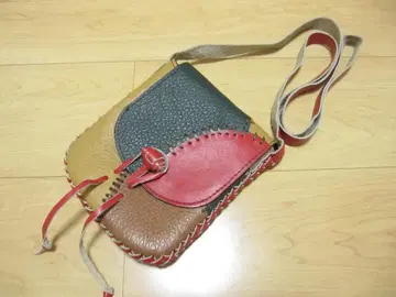 컬러풀 패치워크 디자인 천연 가죽 숄더백 미니백 소가죽