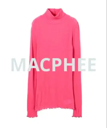 MACPHEE 테크노 리브 터틀넥 풀오버 핑크