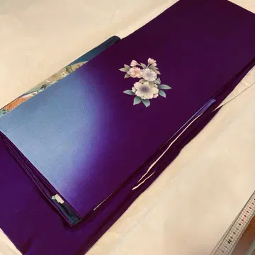 야스 122719 보라색 호몬기 꽃 노시 문양 기모노