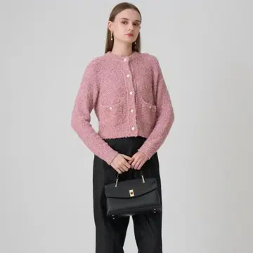 ANAYI 스팽글 몰 크루 가디건 핑크 38