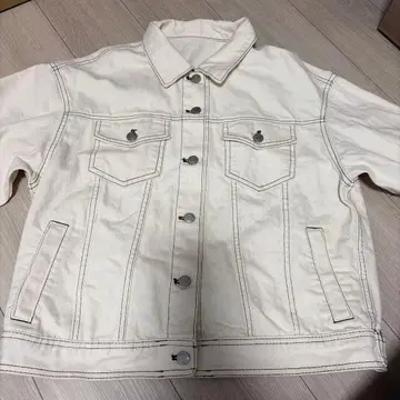 GRL 화이트 노카라 데님 자켓