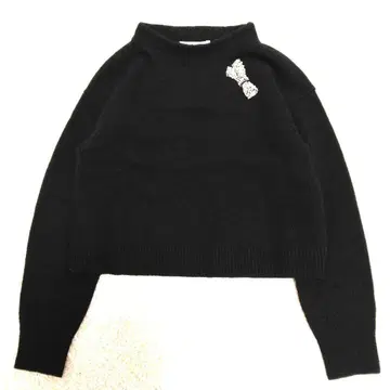 아나이 ANAYI 리본 비쥬 니트 풀오버 네이비 38