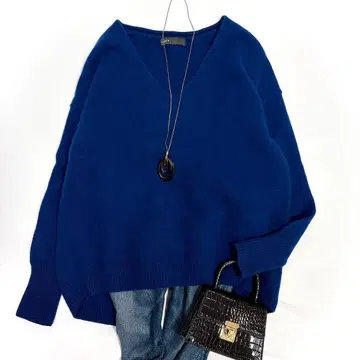 Noble 노블 울 캐시미어 V넥 니트 가벼운 폭신폭신 여유로운