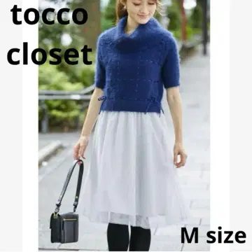 [ tocco closet ] 터틀넥 절개 포근한 튤 원피스