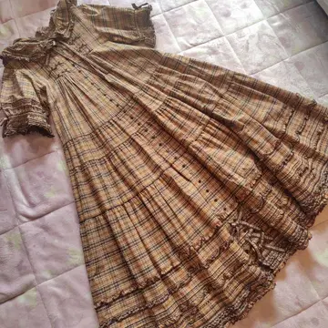 핑크하우스 토끼 귀 후드 부착 오리지널 체크 원피스