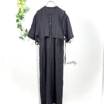 아파트바이 롱 원피스(F) 턱 플리츠 밴드 카라 성숙/러블리