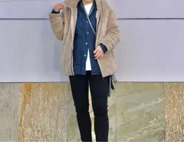 방풍 퍼 플리스 풀 집업 후드티 M 보아 베이지 443620