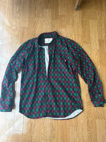 캐주얼 긴팔 셔츠 빨강 그린 패턴