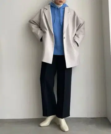 로리즈팜 울라이크 루즈핏 자켓 미디엄 코트 아이보리