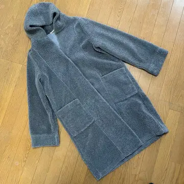 sunfel du 후드 부착 그레이 보아 롱 코트 클리닝 완료