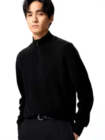캐시미어 하프 지퍼 스웨터 색상: 09 BLACK