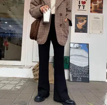 blate 속기모 플레어 팬츠 블랙